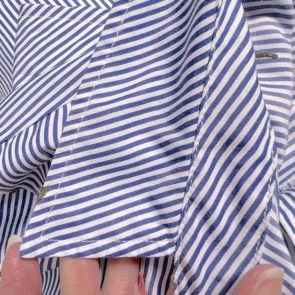 Navy and White Pinstriped Embroidered Top  PL - Picture 12 of 13